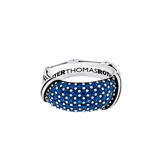 Signature Classic Pave Band Ring with blue sapphires in sterling silver