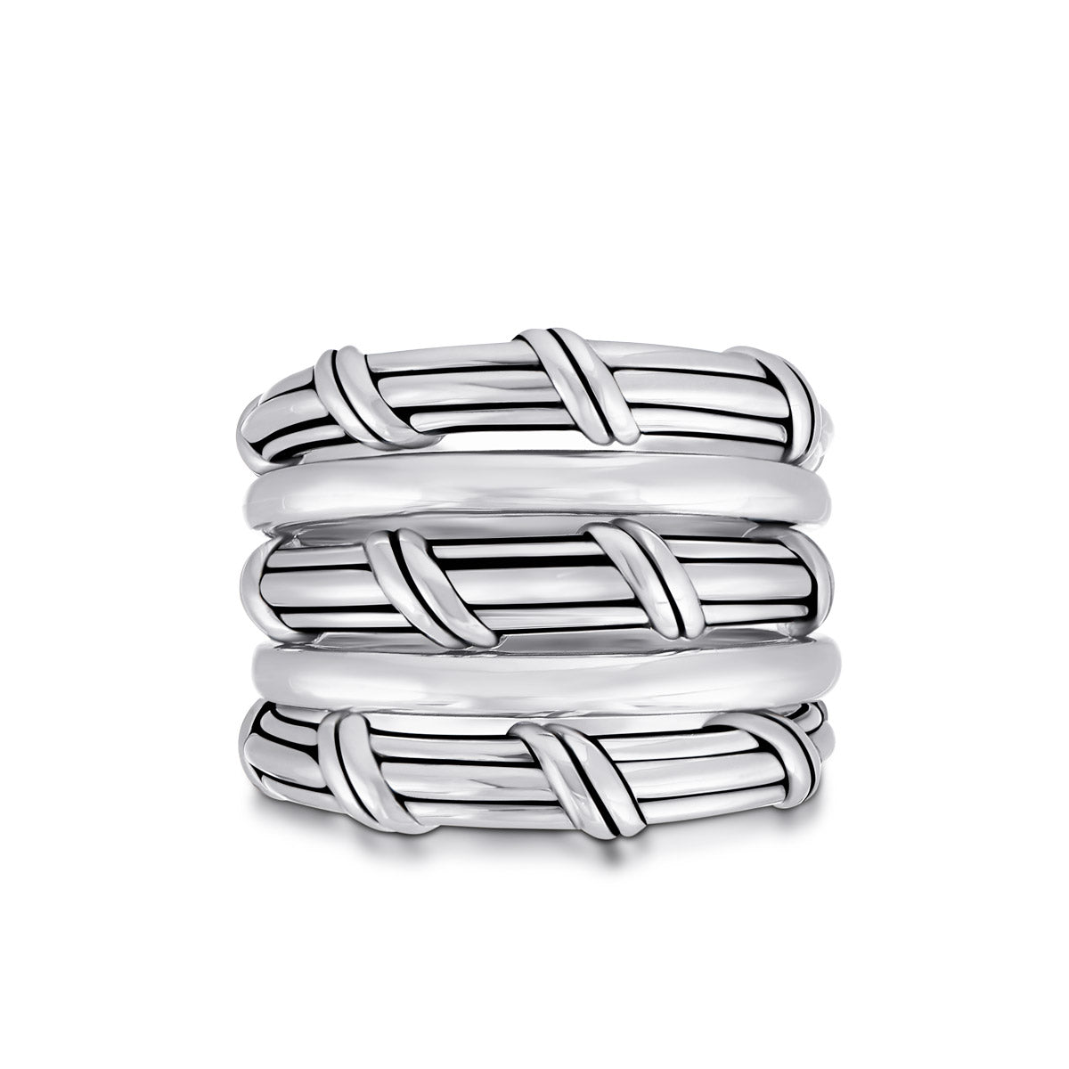 Hudson Stacked Fan Ring in sterling silver