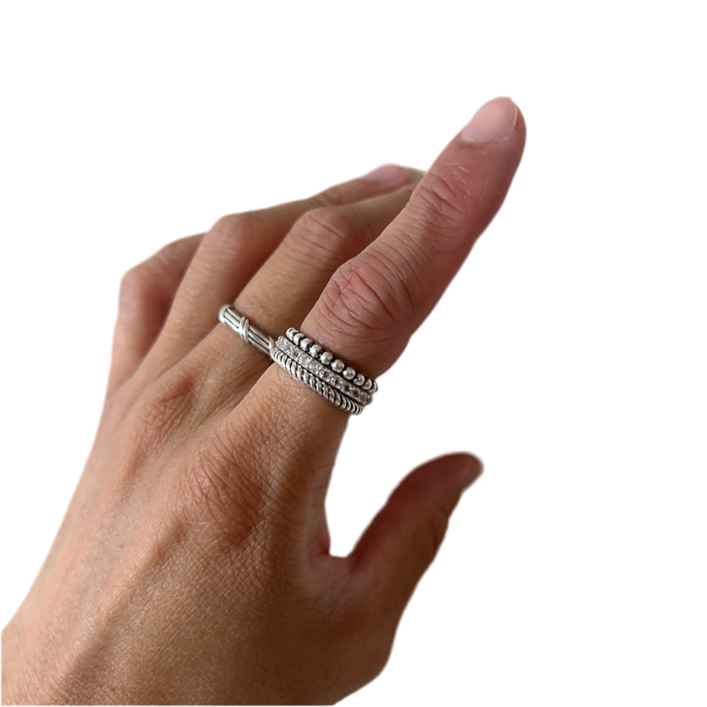 Signature Classic Stack Ring Set with white topaz in sterling silver