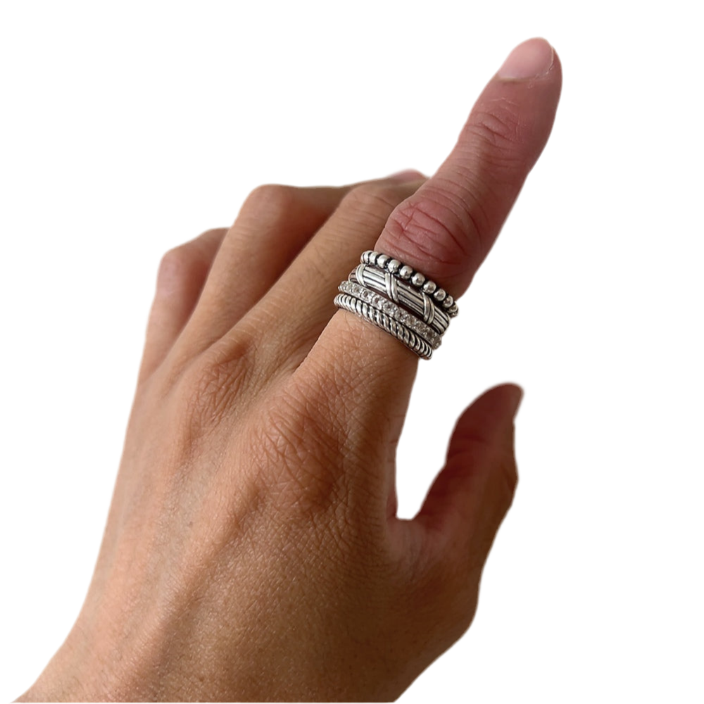 Signature Classic Stack Ring Set with white topaz in sterling silver