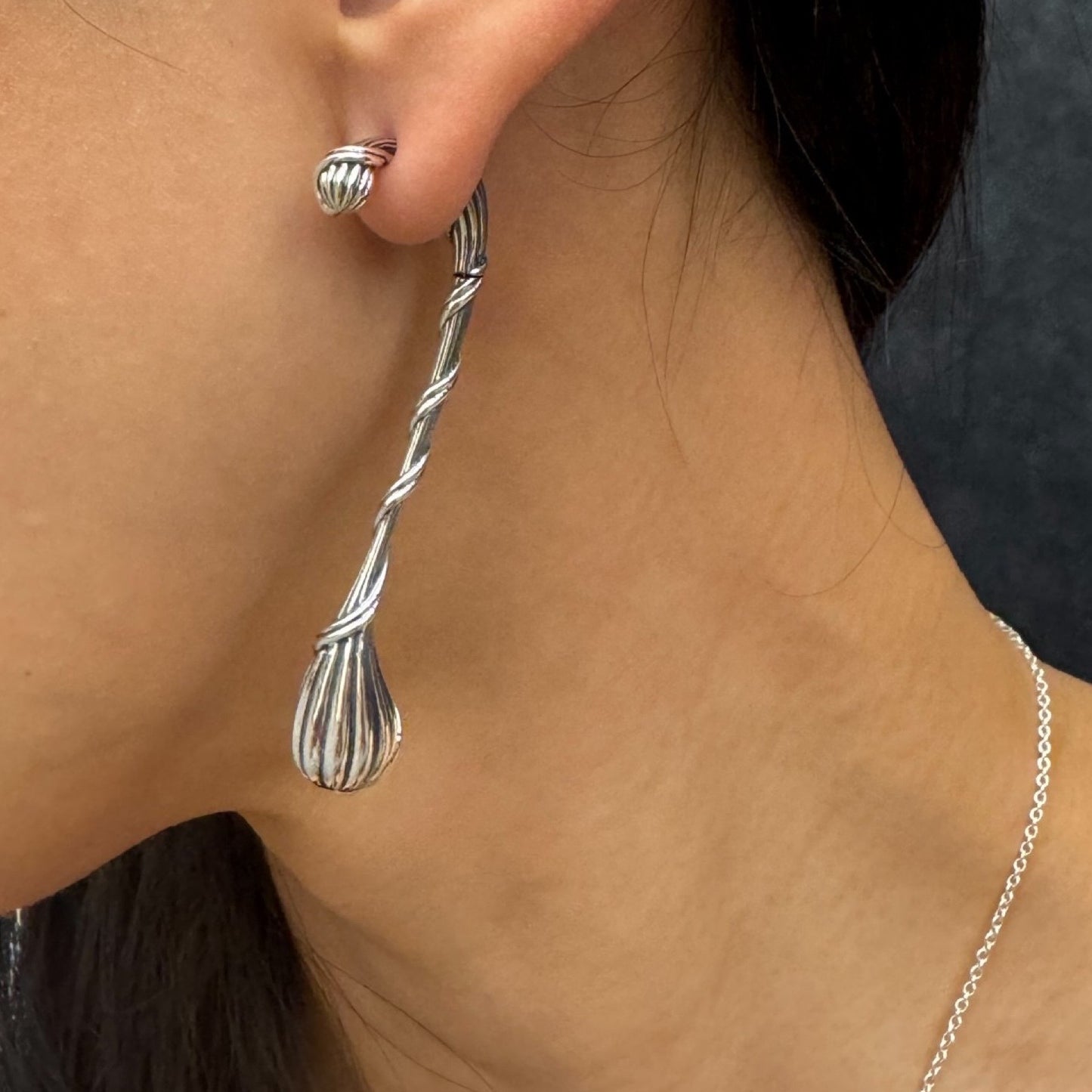 Signature Classic Elongated Teardrop Earrings in Sterling Silver