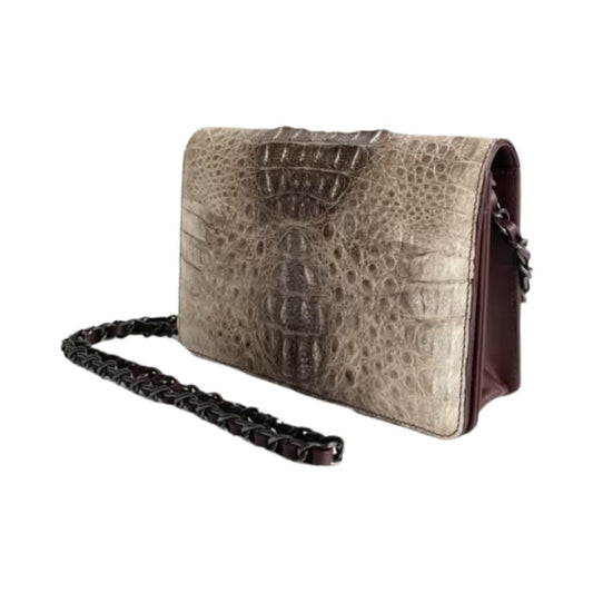 Genuine Crocodile Clutch in natural cream 8"L X 5"H