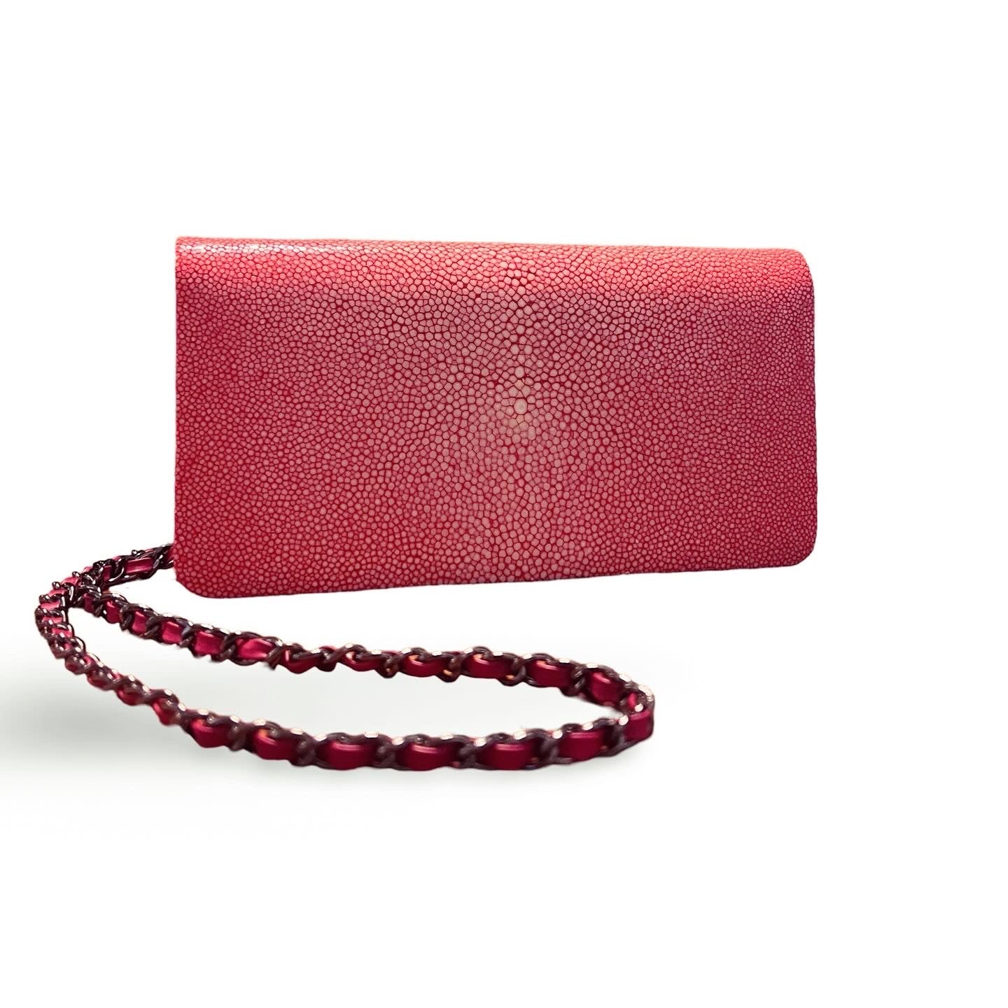 Genuine Stingray Long Clutch in ruby red 10"L X 5"H