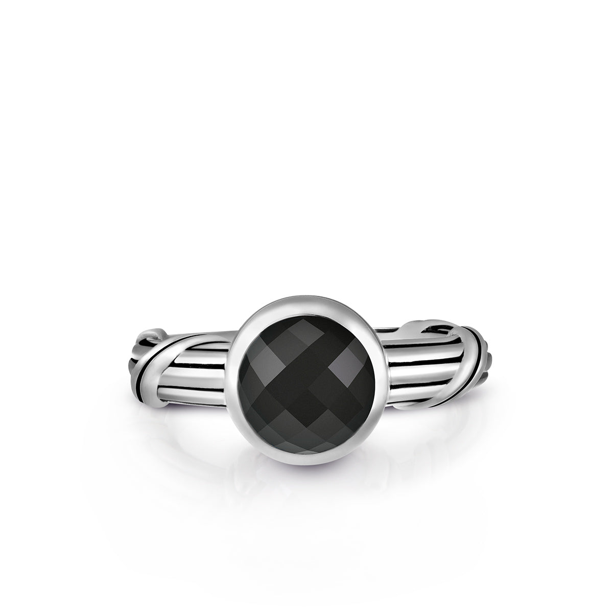 Fantasies Black Onyx Solitaire Ring in sterling silver