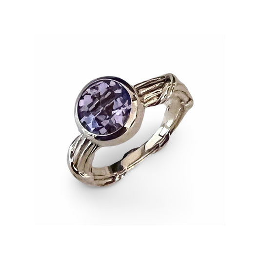 Fantasies Lavender Amethyst Bezel Set Solitaire Ring in 18K yellow gold