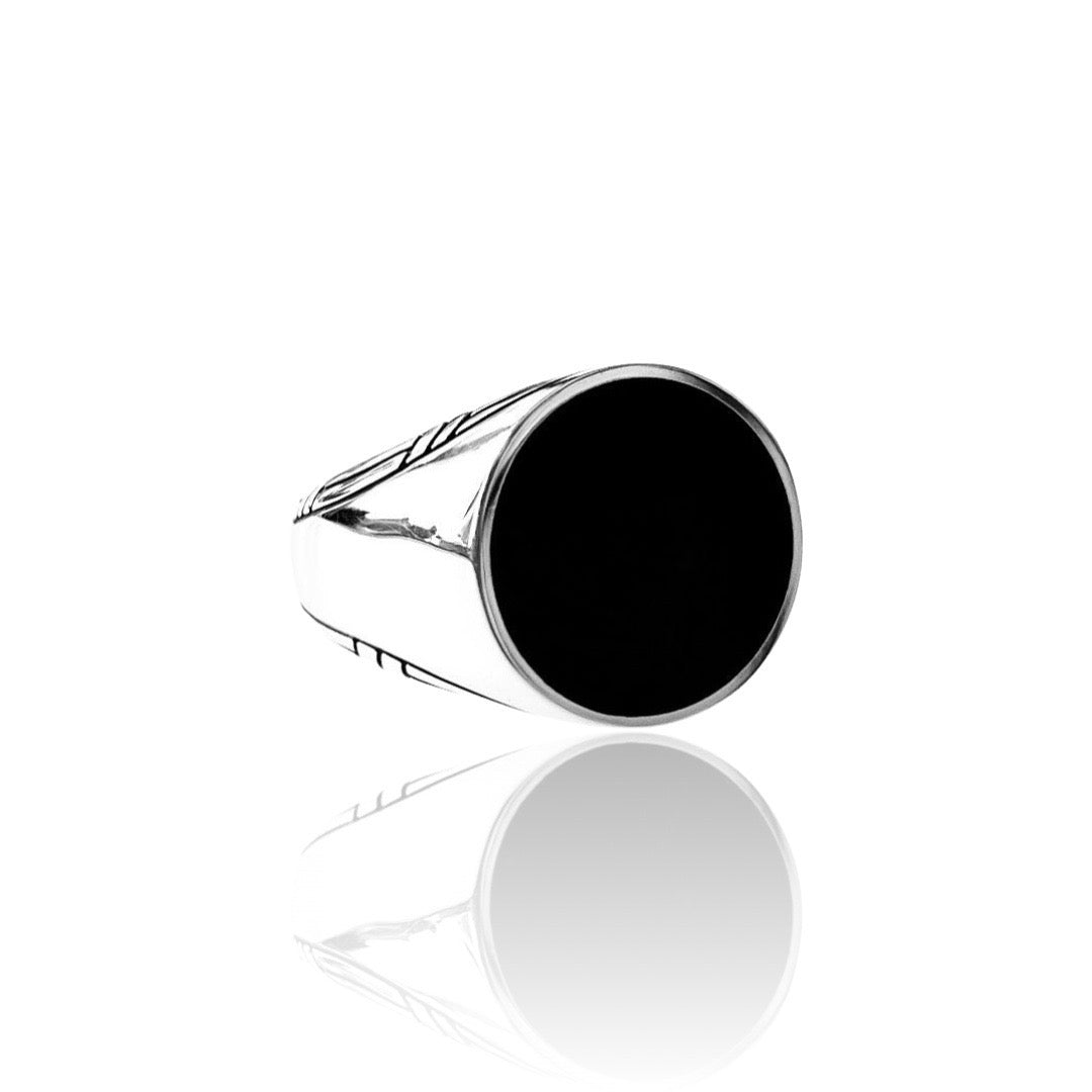 Explorer Signet Ring in sterling silver with black onyx