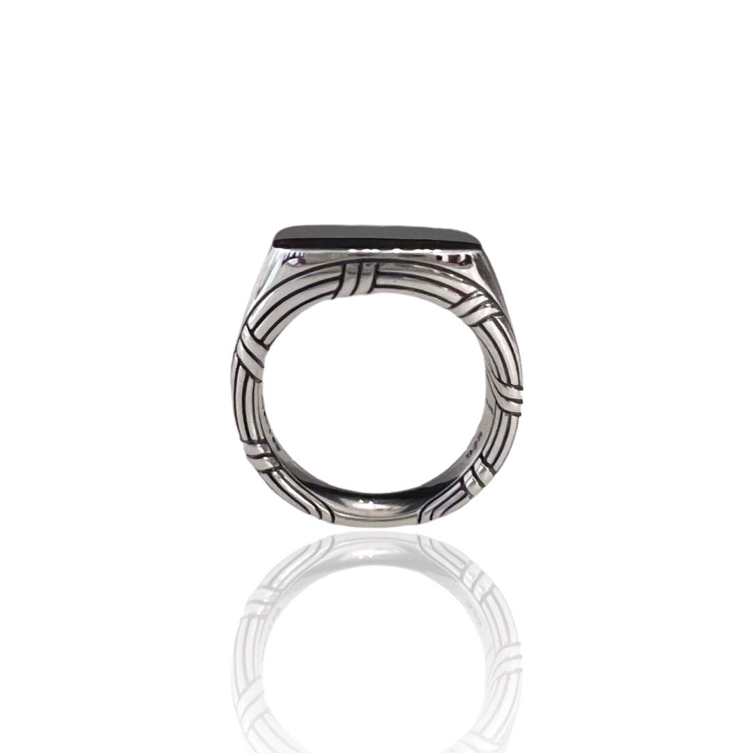 Explorer Cushion Signet Ring in sterling silver