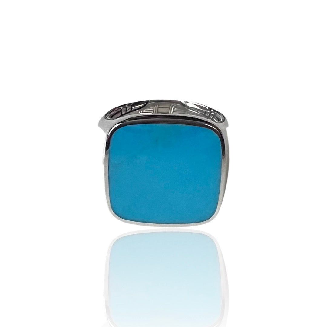 Explorer Signet Ring in sterling silver with Turquoise 18mm
