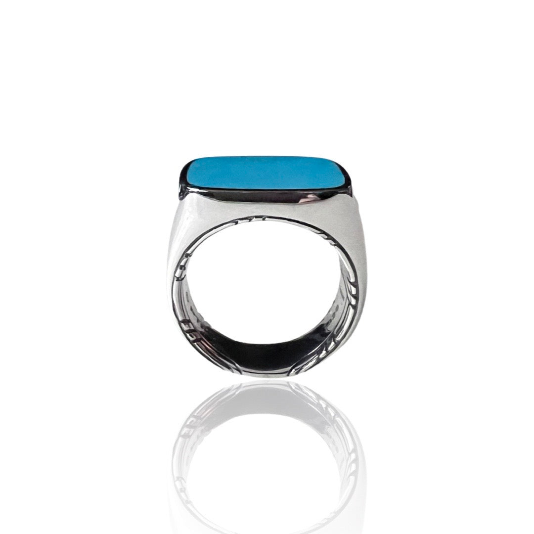Explorer Signet Ring in sterling silver with Turquoise 18mm