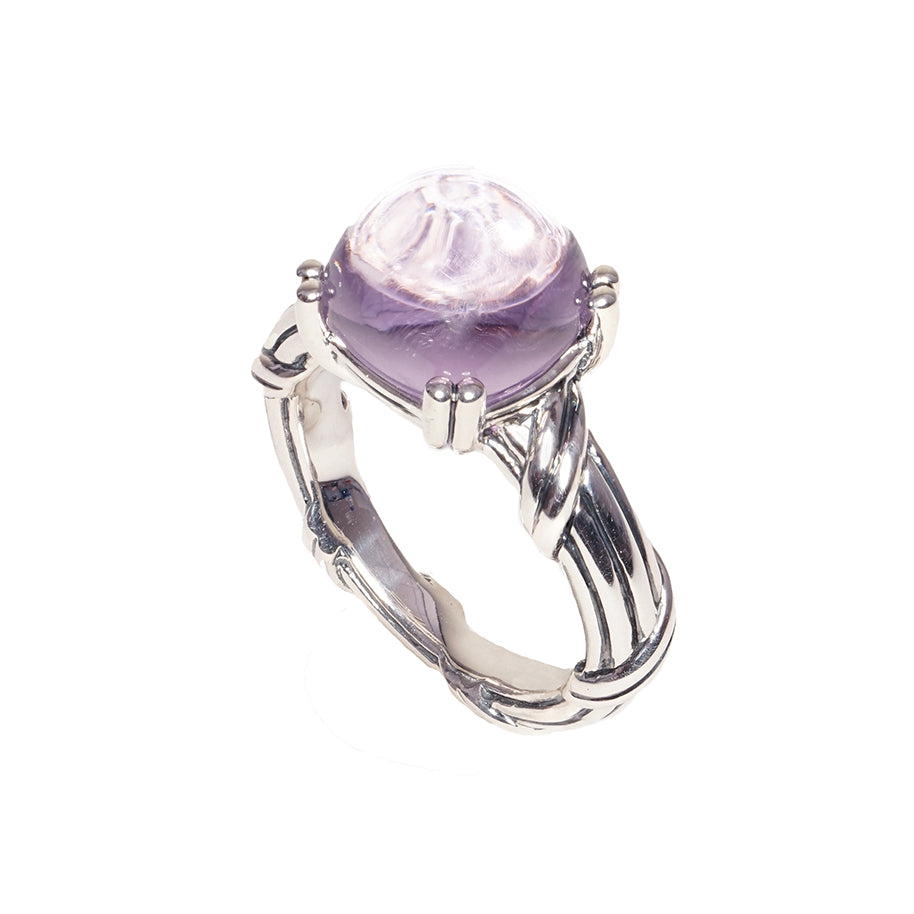 Fantasies Lavender Amethyst Cabochon Ring in sterling silver 10mm
