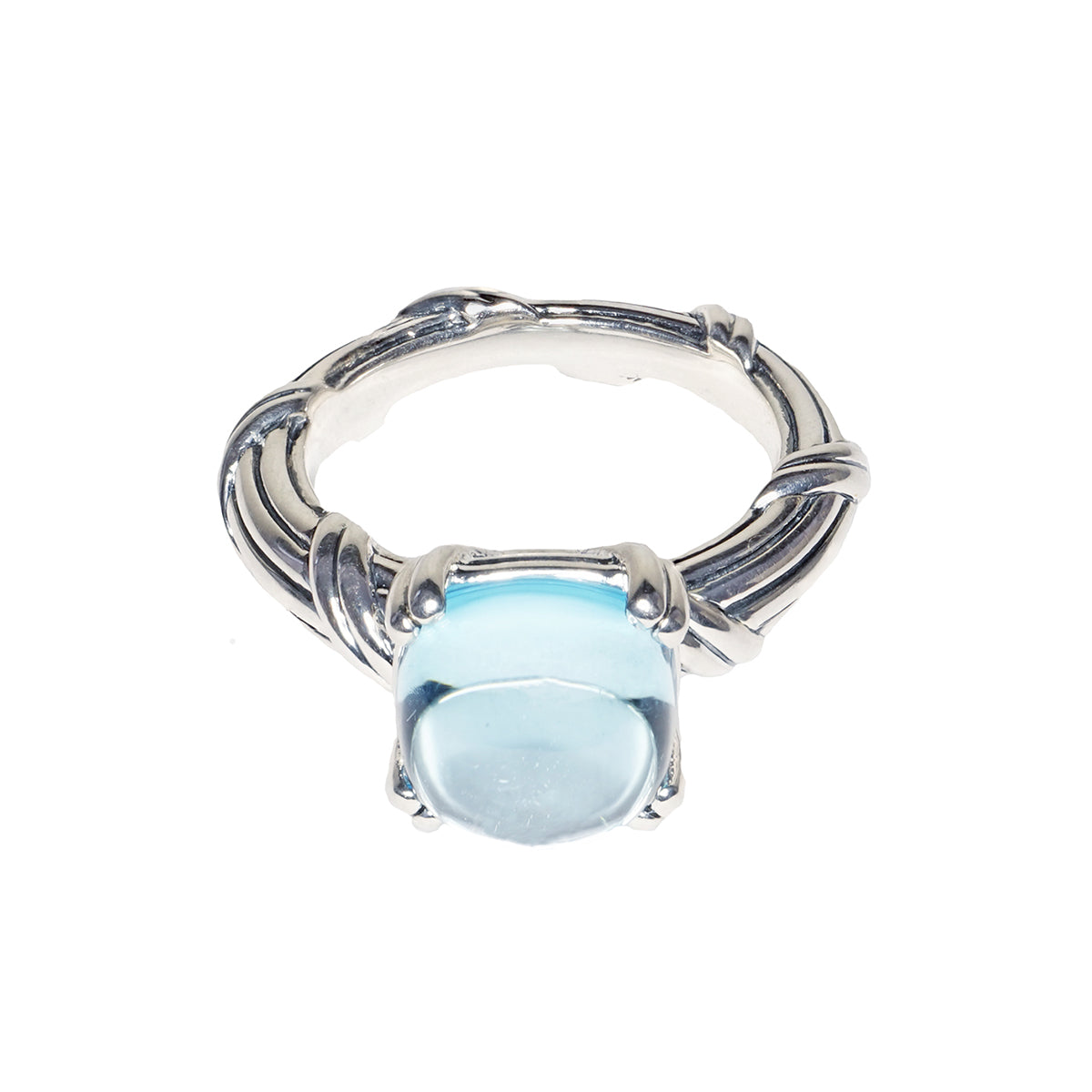 Fantasies Blue Topaz Cabochon Ring in sterling silver 10mm