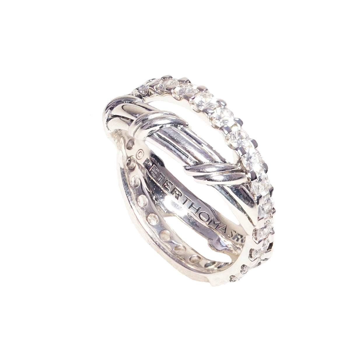 Signature Classic Criss Cross Ring with white topaz in sterling silver