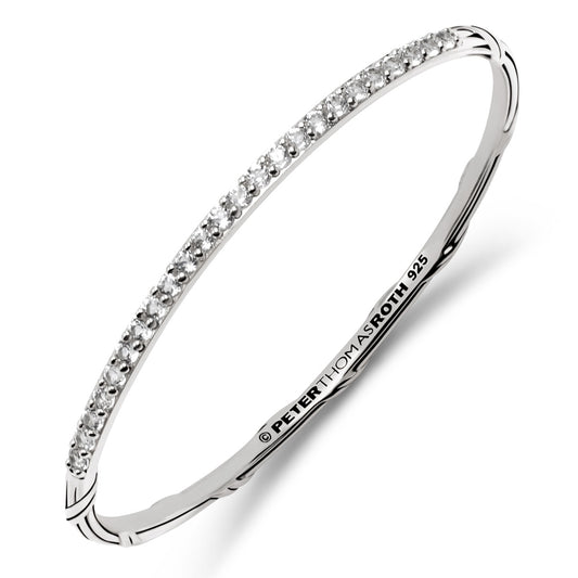 Signature Classic Stack Oval Bangle with white topaz in sterling silver