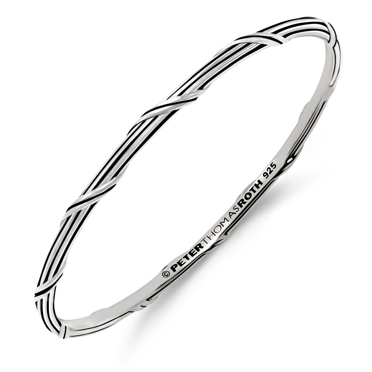 Signature Classic Stack Oval Bangle Set with white topaz in sterling silver