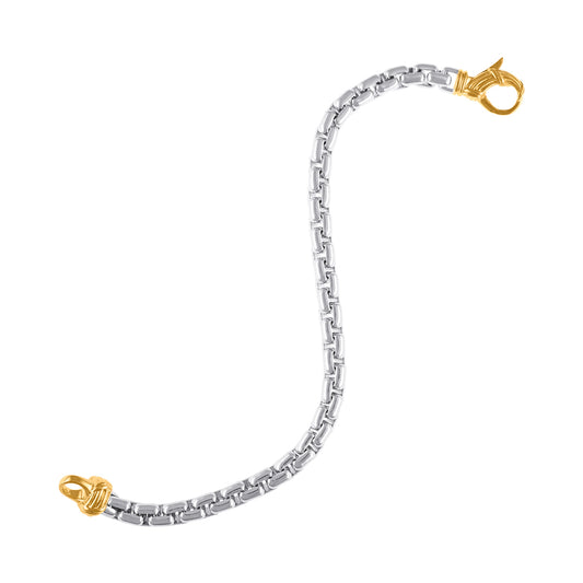 TriBeCa Round Box Chain Bracelet in two tone sterling silver