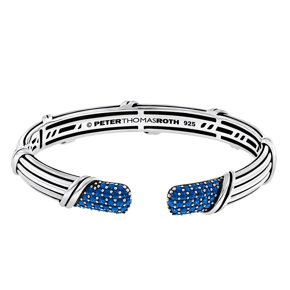 Signature Classic Pave Cuff with blue sapphires in sterling silver