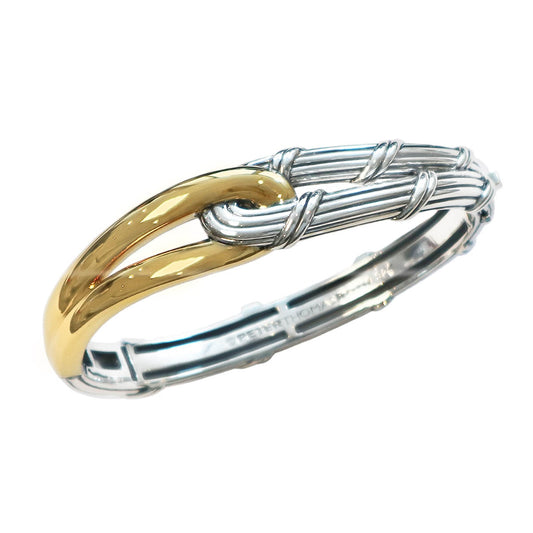 Southampton Knot Oval Cuff in two tone sterling silver