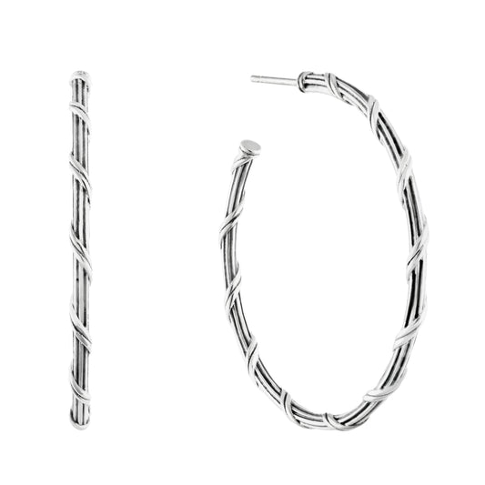 Signature Classic Hoop Earrings in sterling silver 1.5"