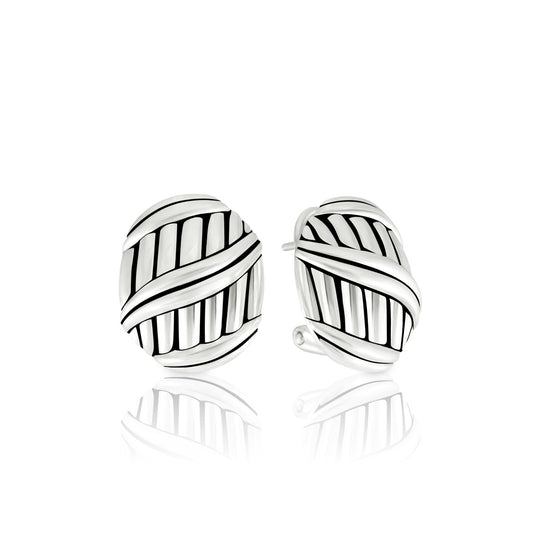 Signature Classic Button Omega Back Earrings in sterling silver