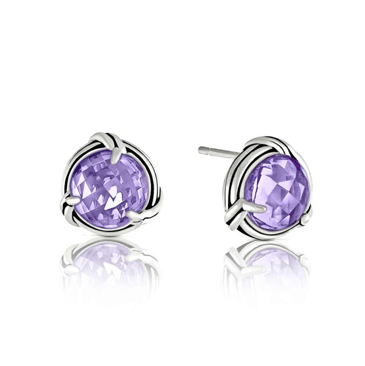 Fantasies Lavender Amethyst Stud Earrings in sterling silver 8mm