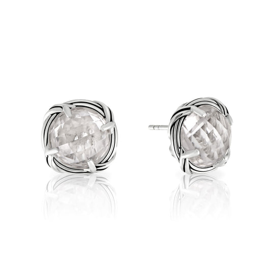 Fantasies Rock Crystal Stud Earrings in sterling silver 10mm