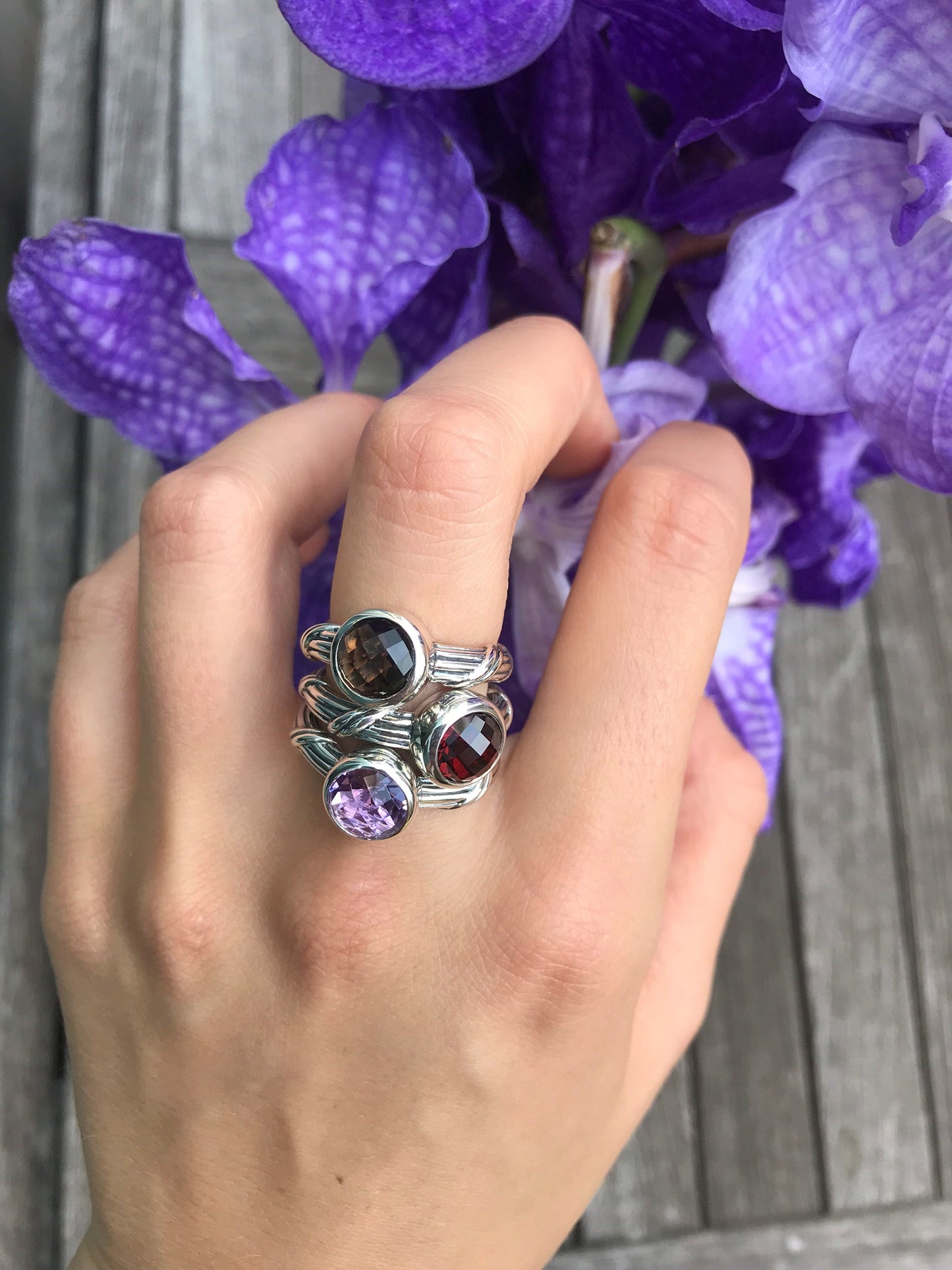 Fantasies Amethyst Solitaire Ring in sterling silver
