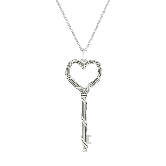 Signature Classic Heart Key Necklace in Sterling Silver