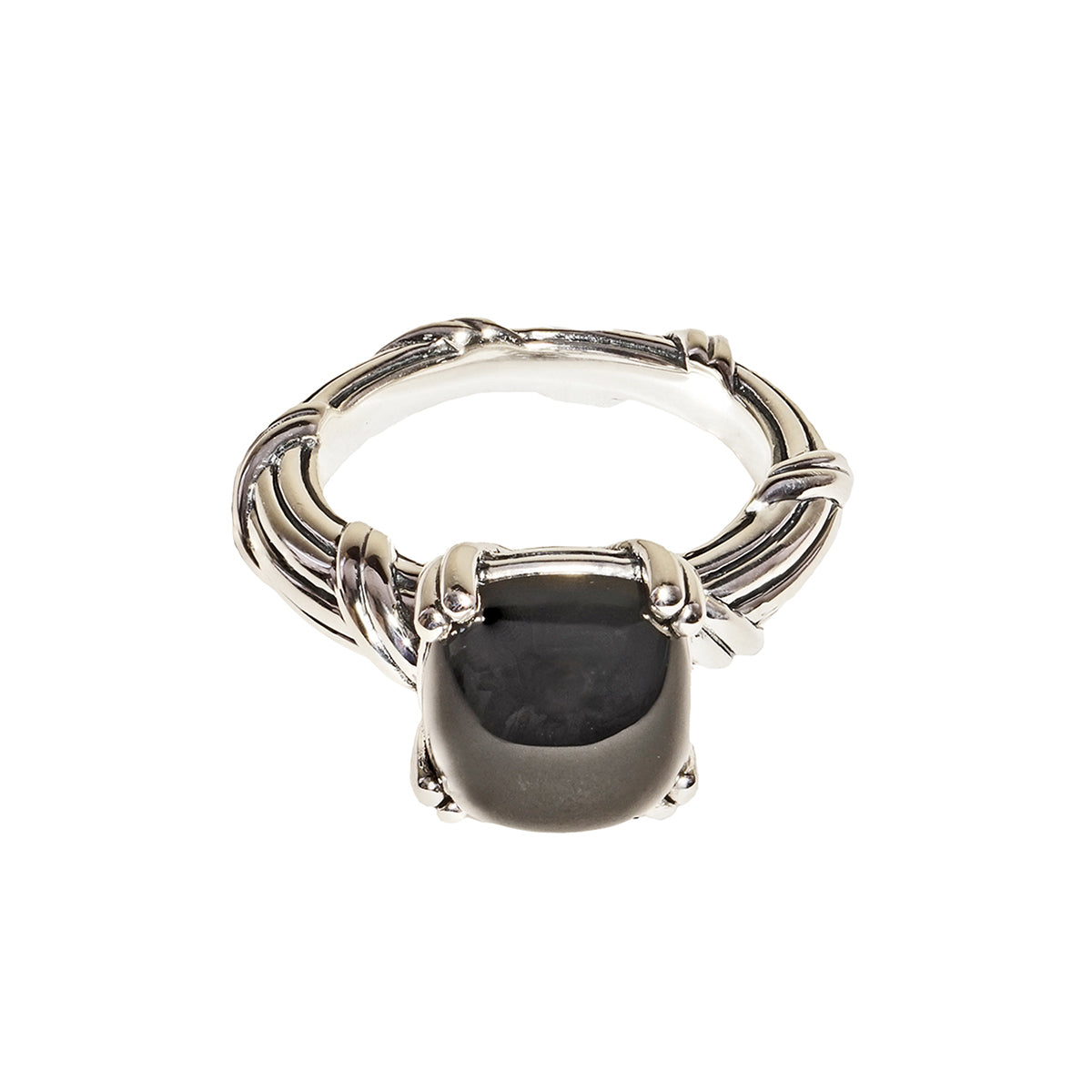 Fantasies Black Onyx Cabochon Ring in sterling silver 10mm