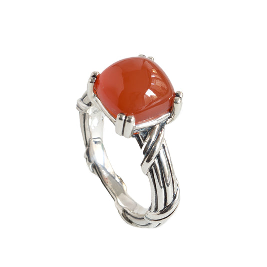 Fantasies Carnelian Cabochon Ring in sterling silver 10mm