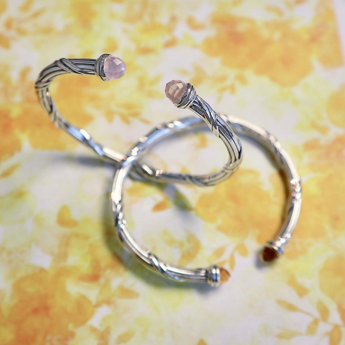 Fantasies Citrine Oval Cuff in sterling silver 4 mm