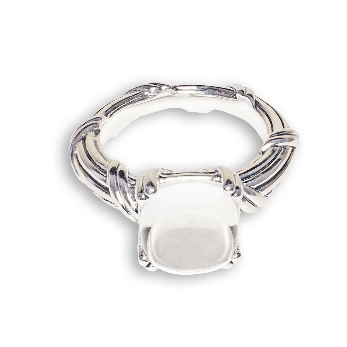 Fantasies White Topaz Cabochon Ring in sterling silver 10mm