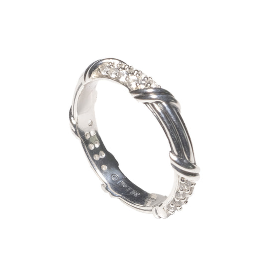 Signature Classic Pave Band Ring with white topaz in sterling silver 3mm