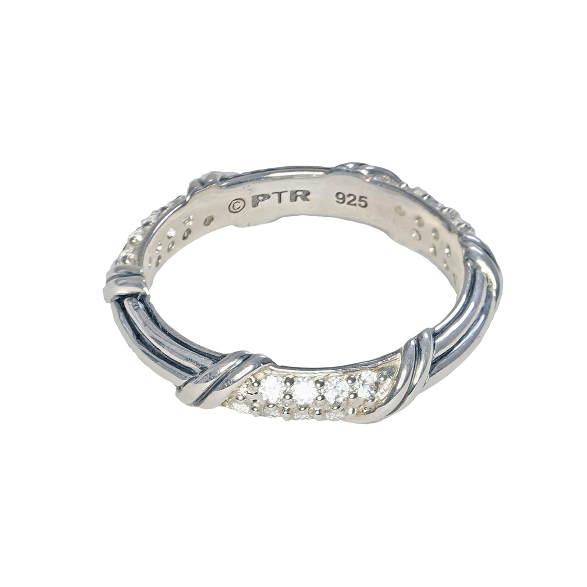 Signature Classic Pave Band Ring with white topaz in sterling silver 3mm