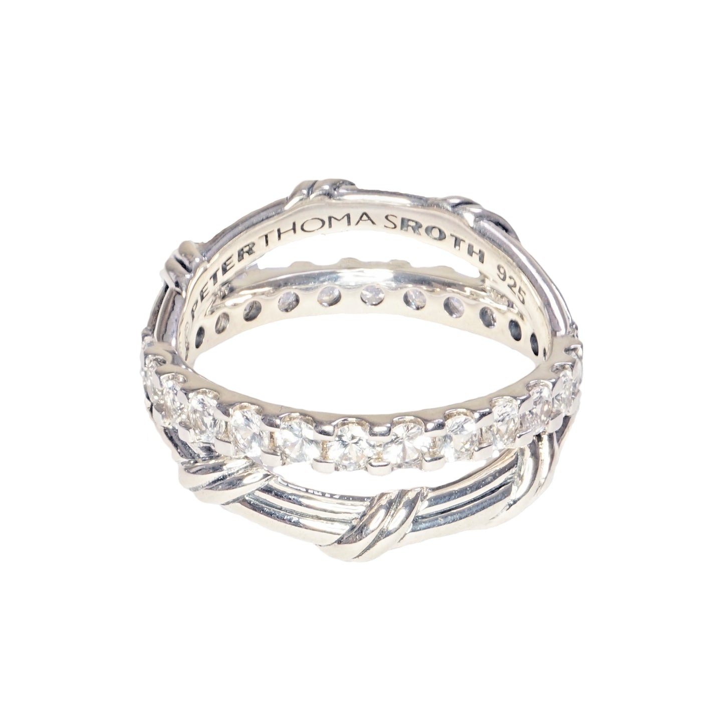 Signature Classic Criss Cross Ring with white topaz in sterling silver