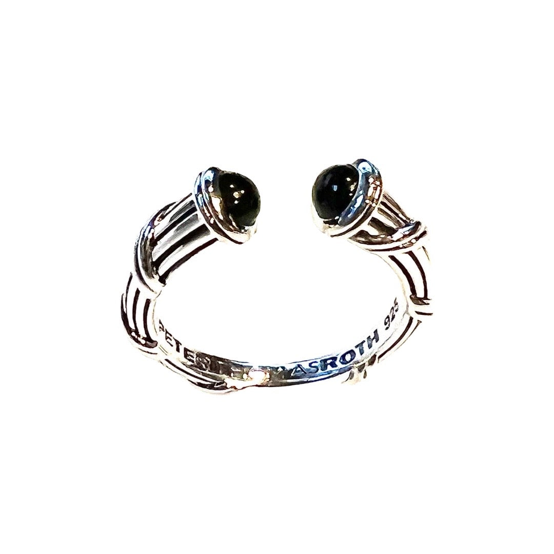 Luna Stack Ring in sterling silver with black onyx