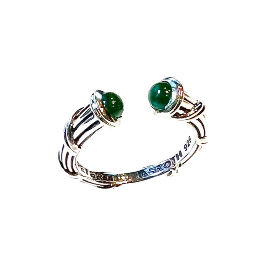 Luna Stack Ring in sterling silver with malachite