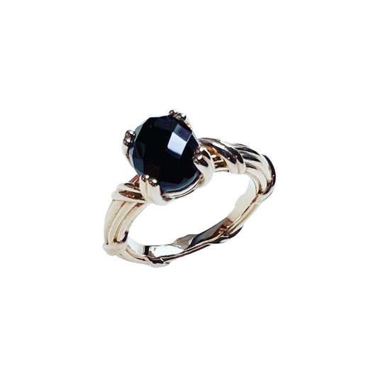 Fantasies Oval Black Onyx Cocktail Ring in 18K yellow gold
