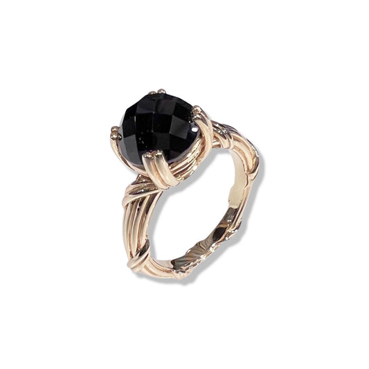 Fantasies Black Onyx Cocktail Ring in 18K yellow gold 10mm