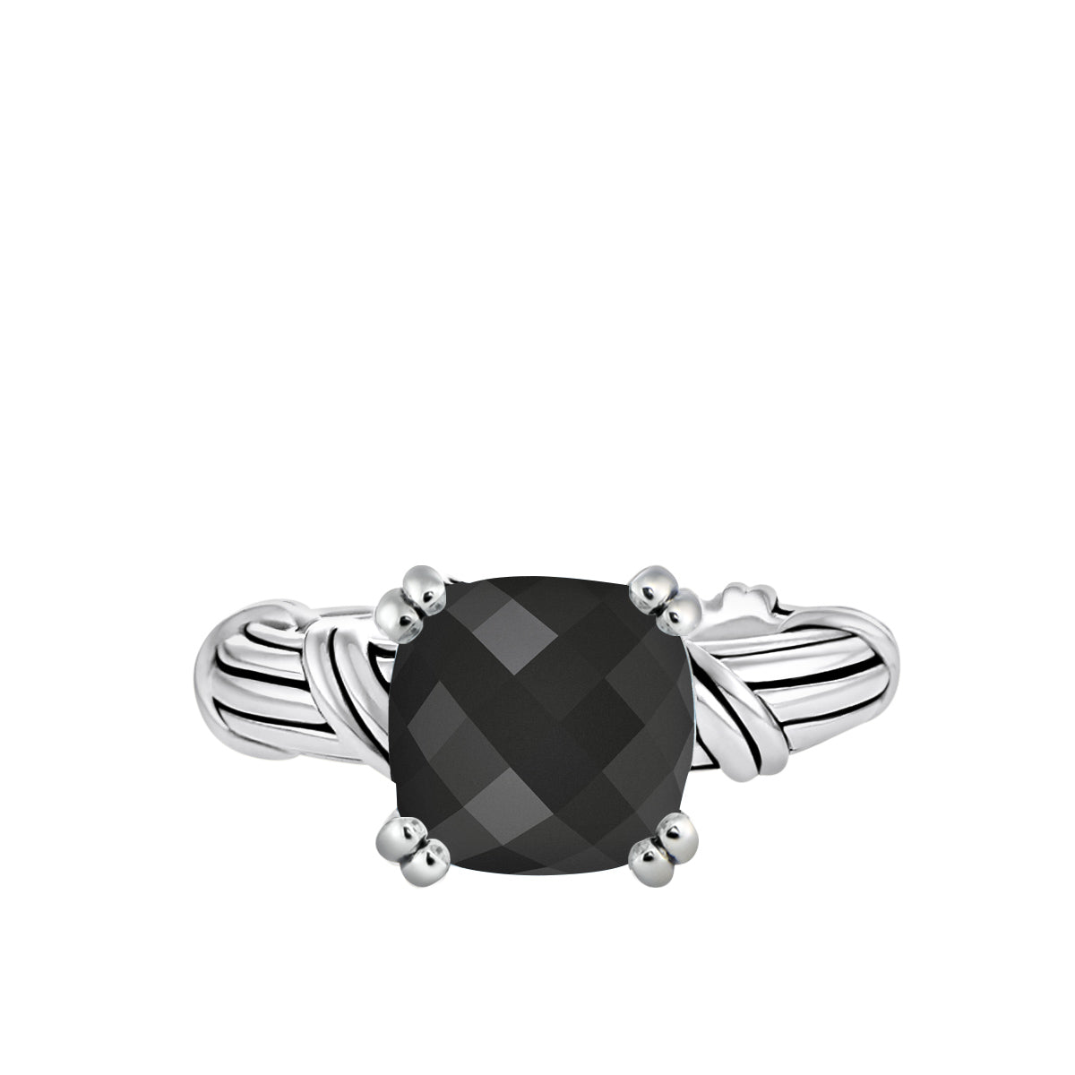 Fantasies Black Onyx Cocktail Ring in sterling silver 10mm