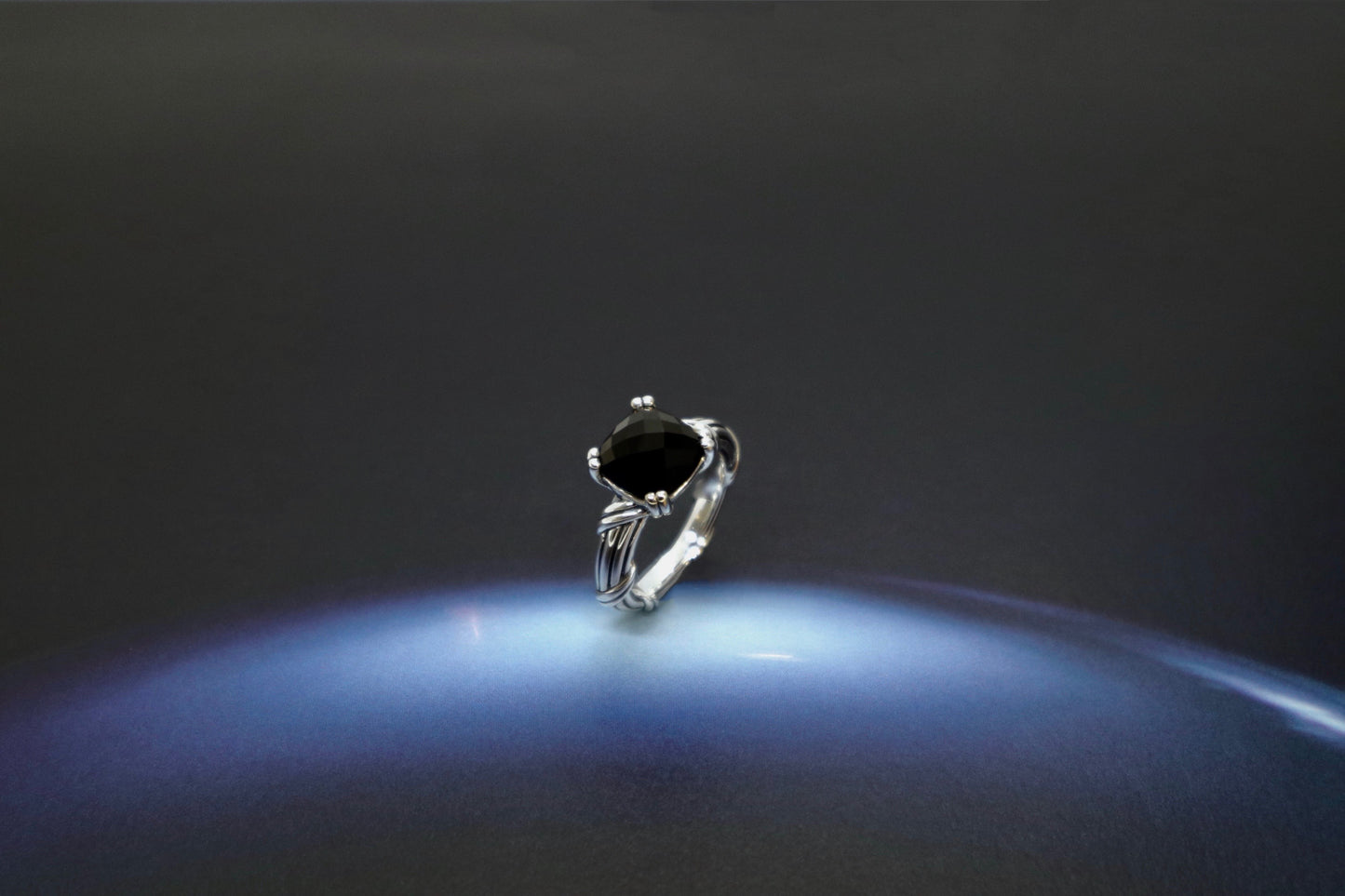 Fantasies Black Onyx Cocktail Ring in sterling silver 10mm
