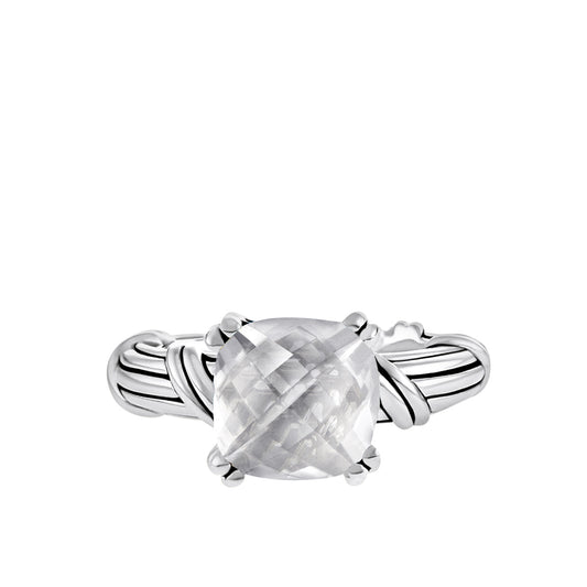 Fantasies Rock Crystal Cocktail Ring in sterling silver 10mm