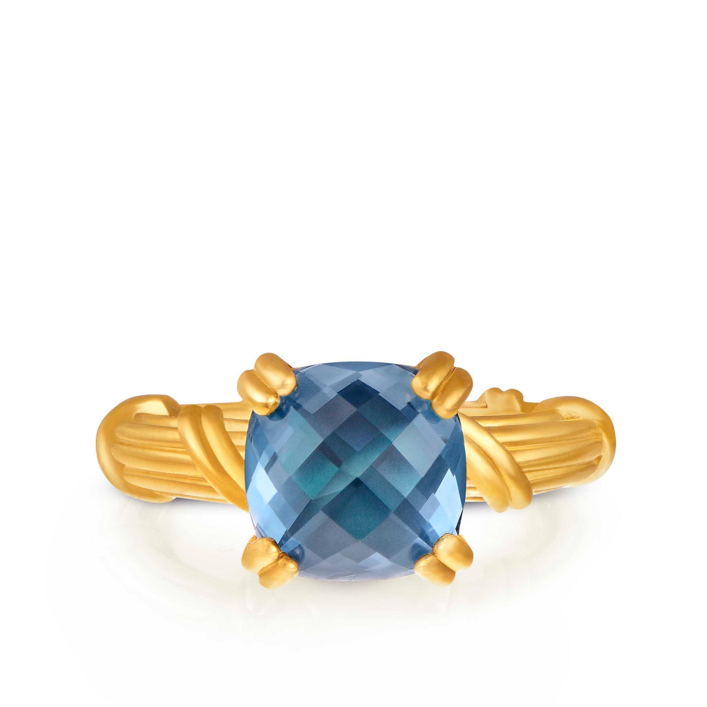 Fantasies London Blue Topaz Cocktail Ring in 18K yellow gold