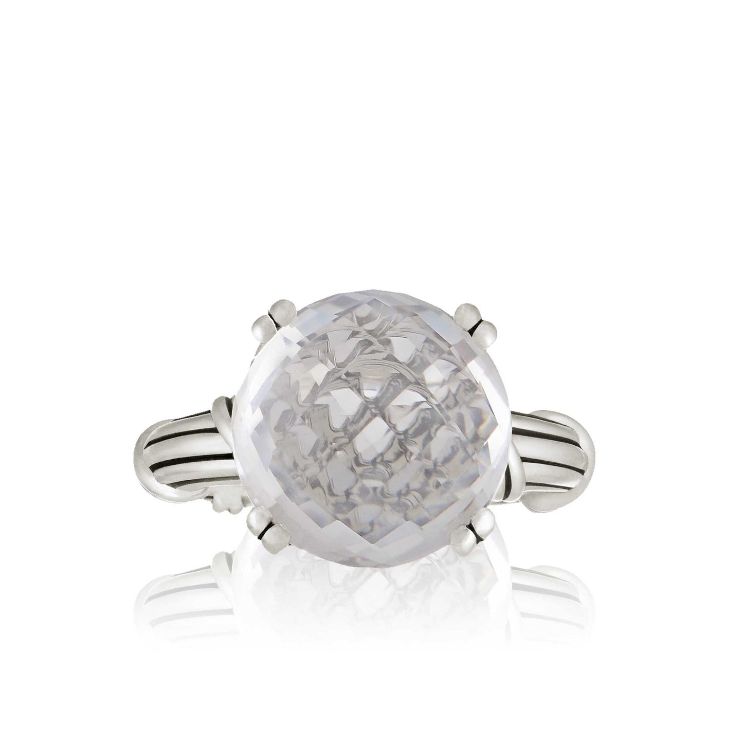 Fantasies Rock Crystal Cocktail Ring in sterling silver