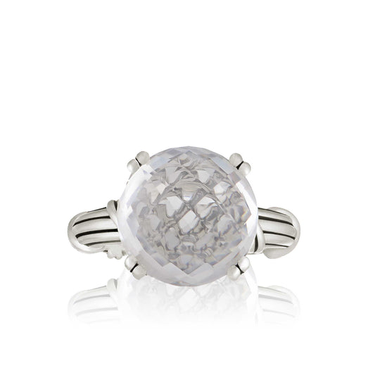 Fantasies Rock Crystal Cocktail Ring in sterling silver