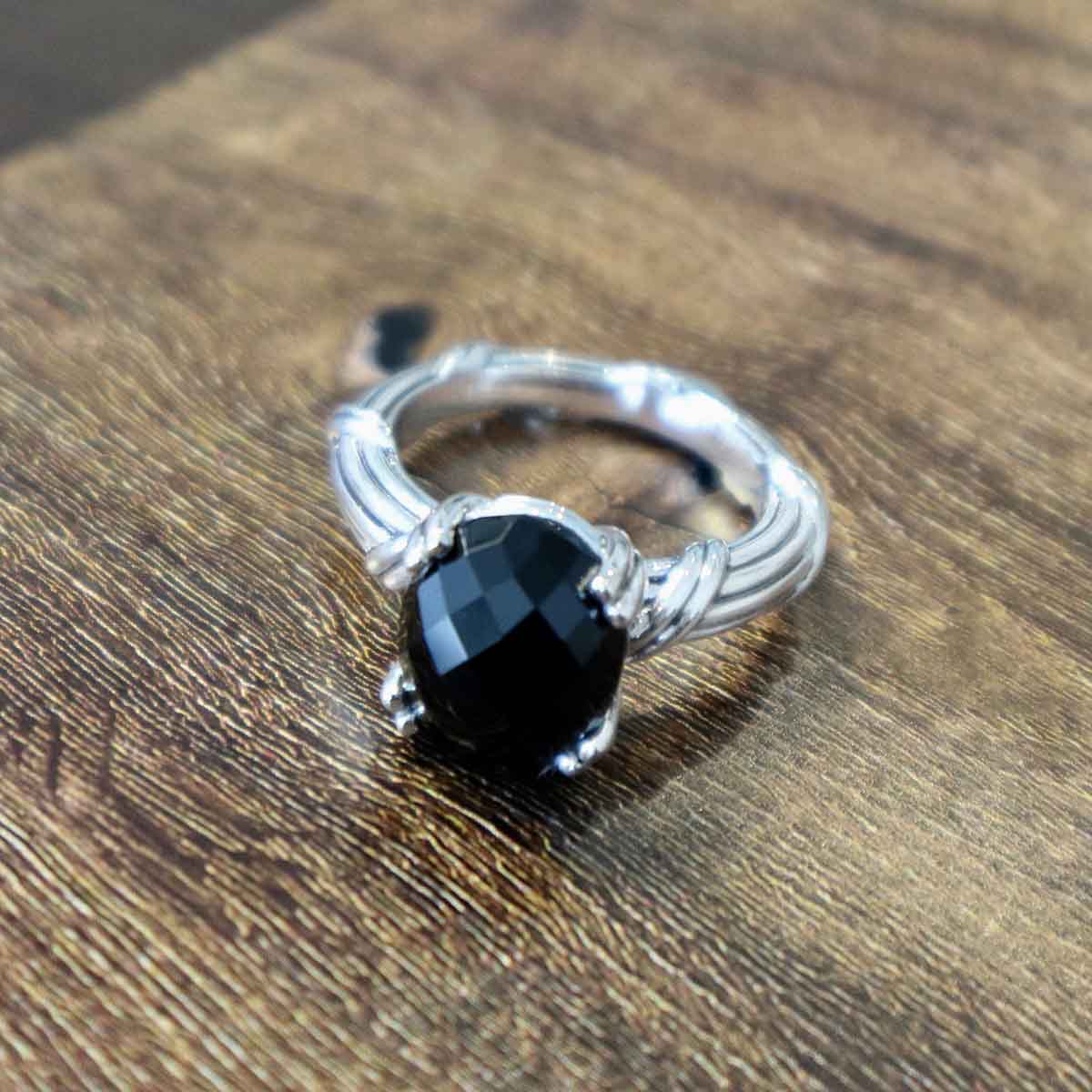 Fantasies Black Onyx Oval Cocktail Ring in sterling silver