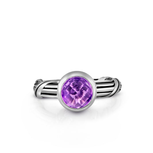 Fantasies Amethyst Solitaire Ring in sterling silver