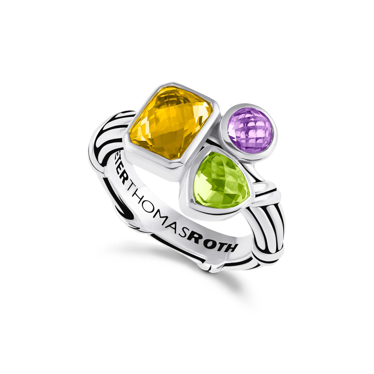 thumbnail image 2 of PINK Brand Multi-Color Gemstone Silver Bracelet - 8.5 Inch, Lab-Created Peridot, Citrine, Tourmaline 2 of 5