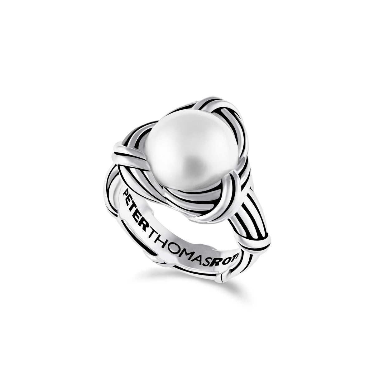 Park Love Knot Cocktail Ring in sterling silver with white pearl 12mm