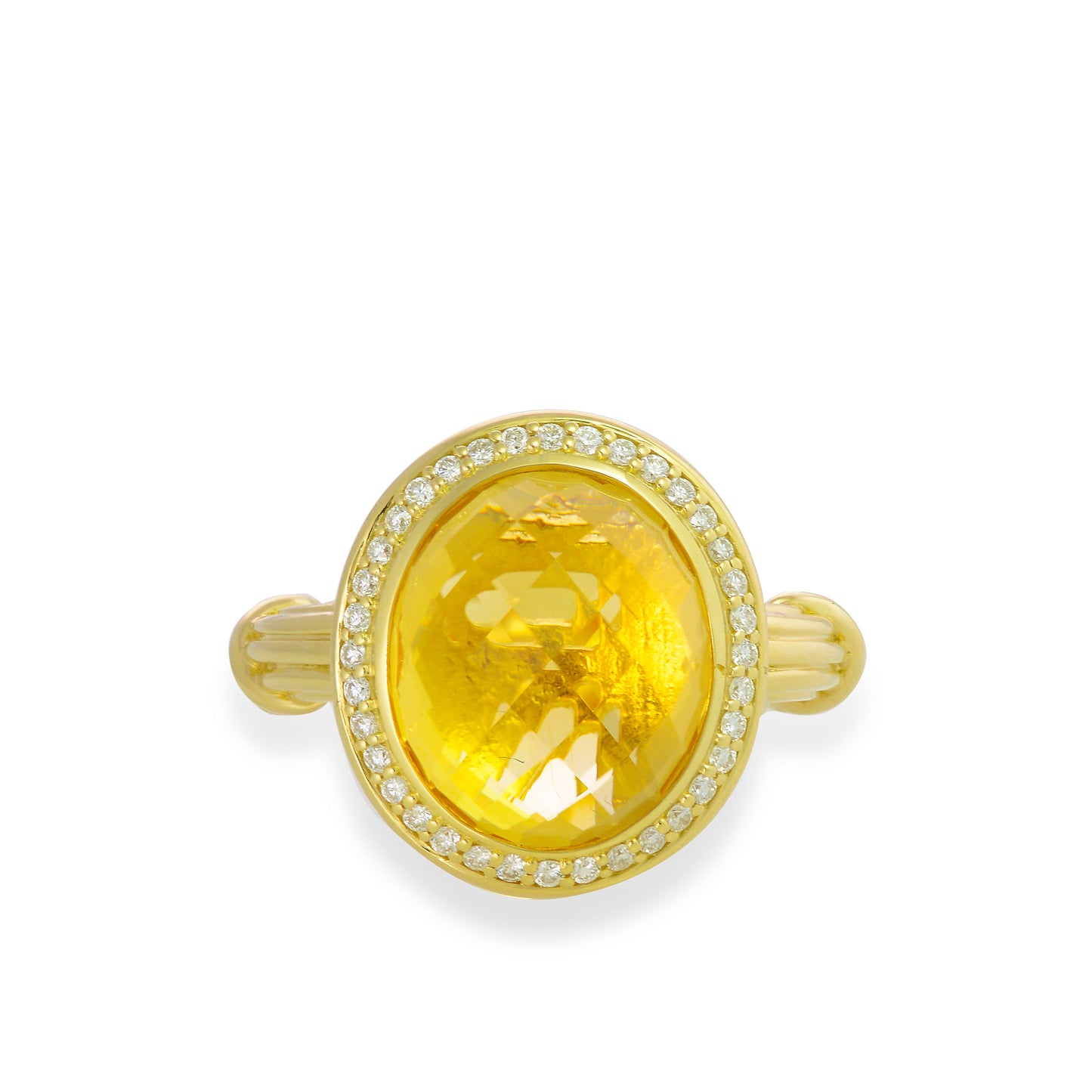 Fantasies Citrine Halo Ring in  18K yellow gold with diamonds
