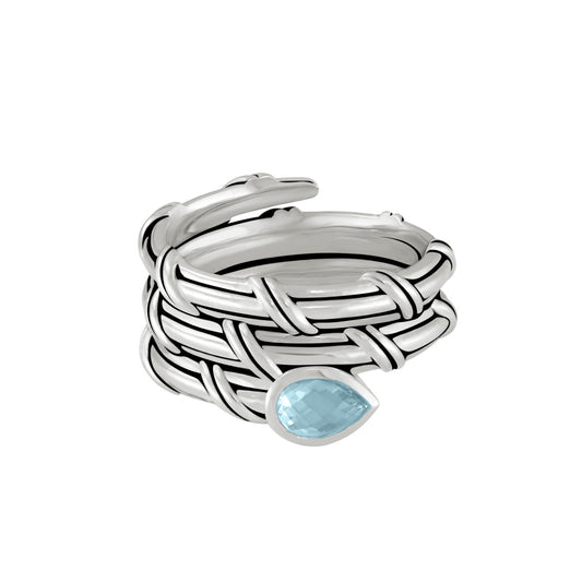 Signature Classic Wrap Ring with blue topaz in sterling silver